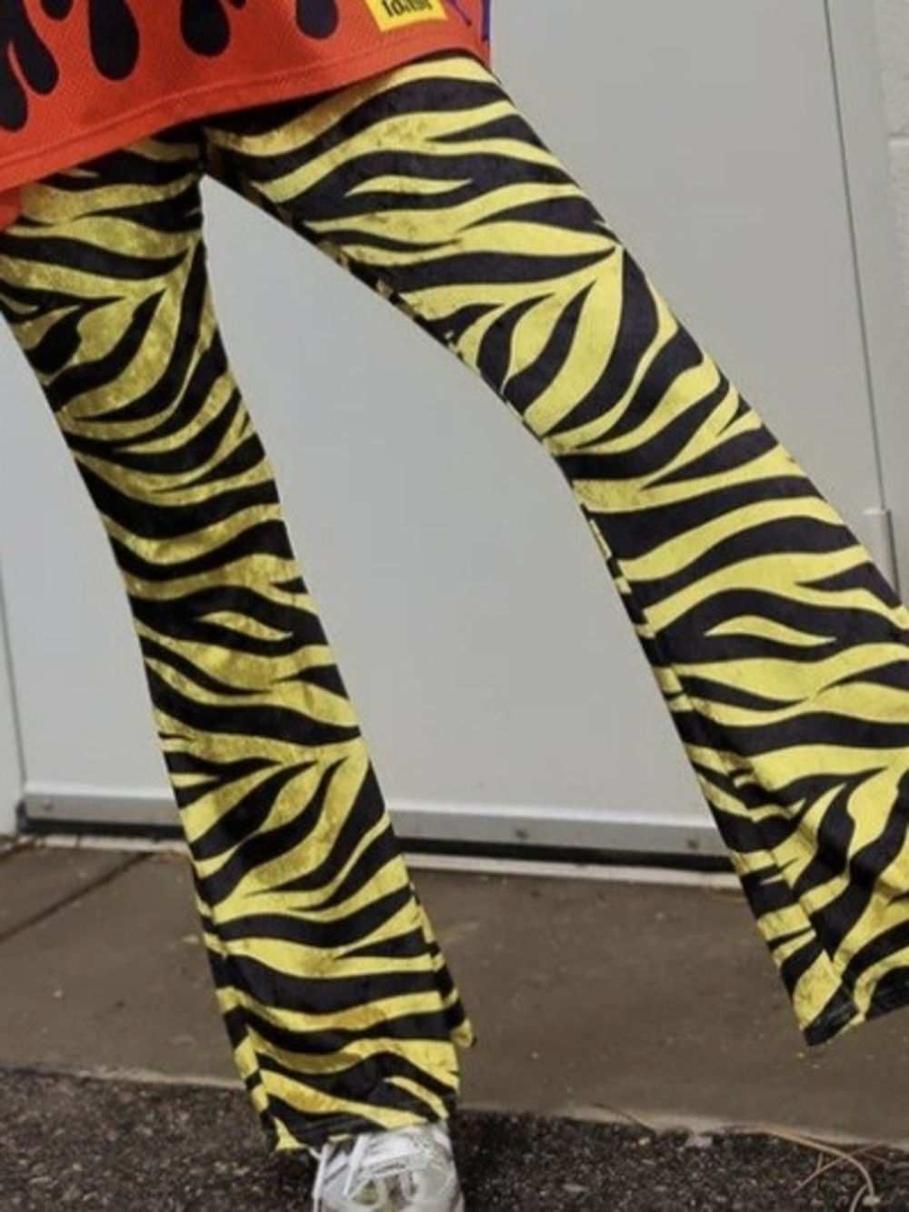 Yellow and Black Zebra Print Flared Pants